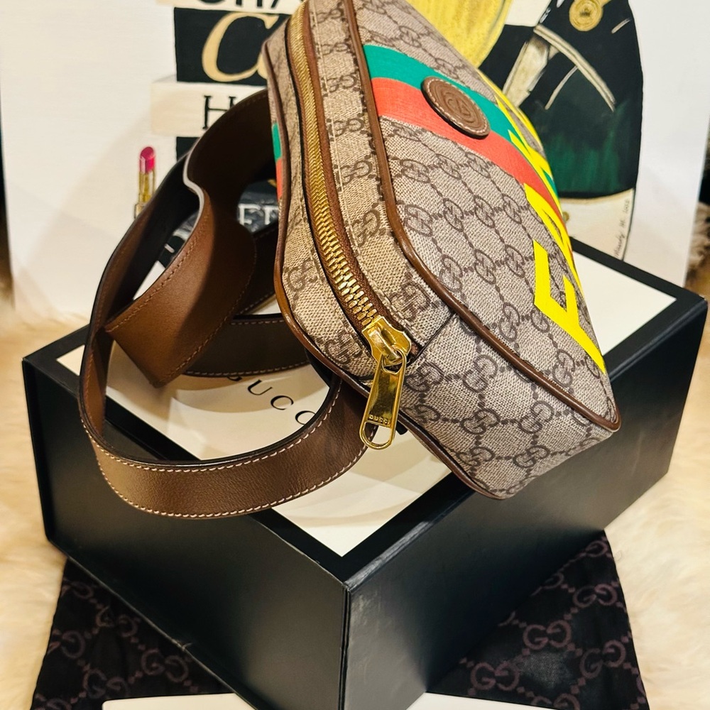 🔥RARE GUCCI GG SUPREME MONOGRAM FAKE/NOT Belt Bag Coated Canvas Full Inclusion